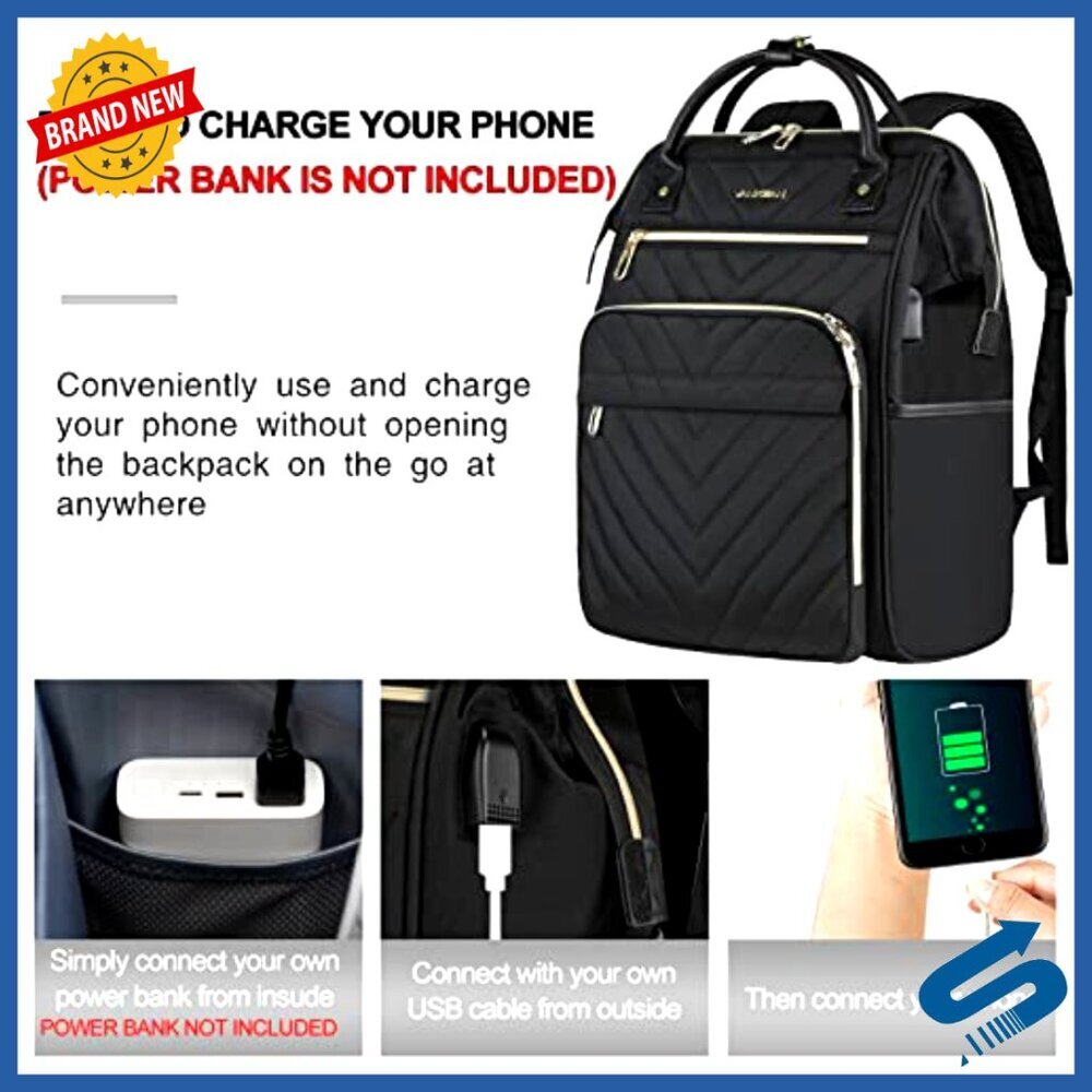 Large Capacity Laptop Backpack Waterproof USB Port RFID Pockets Travel Daypack - Picture 3 of 6